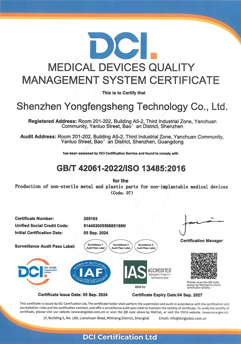Certified to ISO 13485 for Medical Device Manufacturing